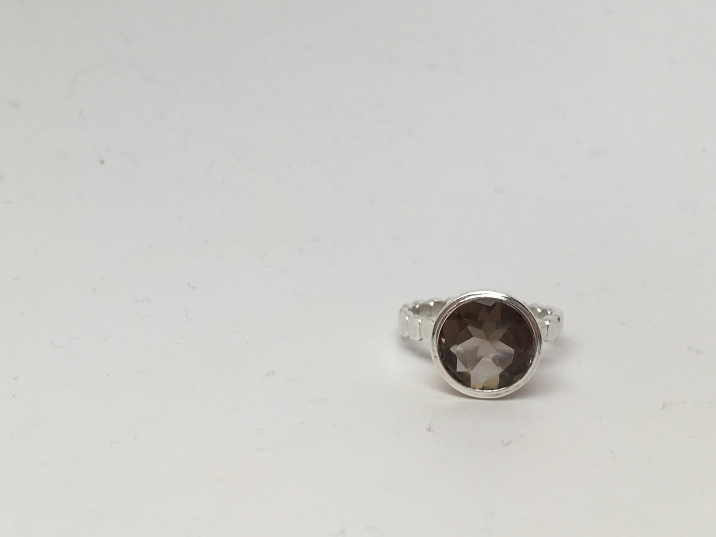 Smoky Quartz Bezel Stack Ring Solitaire Sterling Silver or Gold Wedding Set