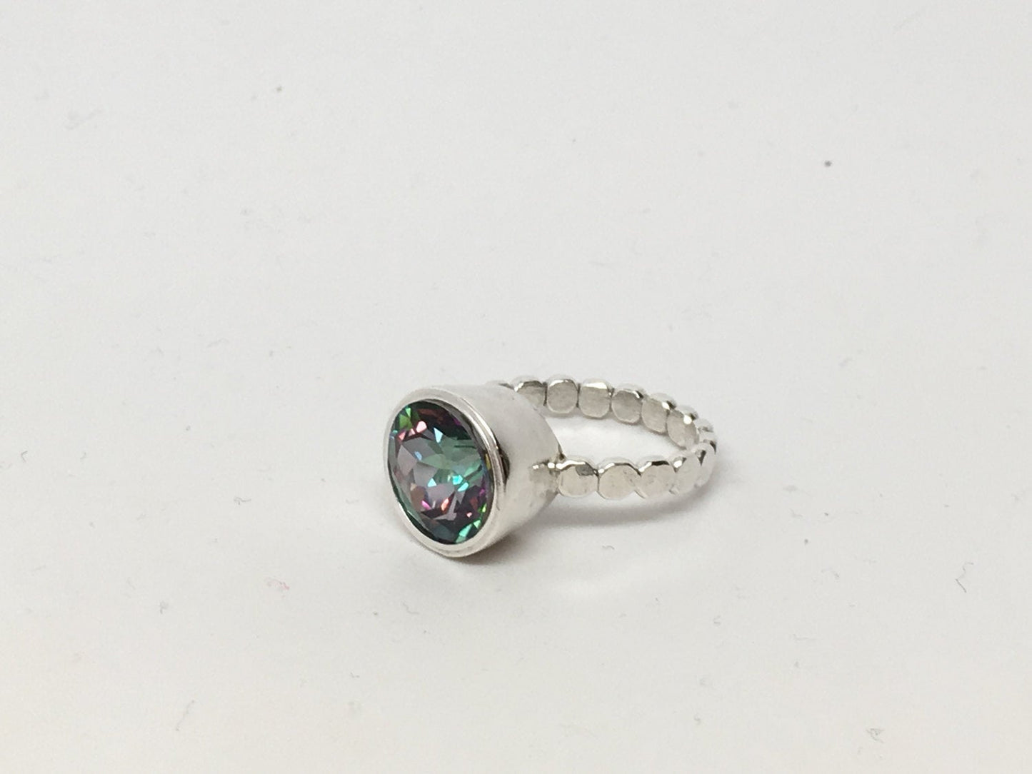 Mystic Topaz Natural Gemstone Statement Ring Solitaire Sterling Silver or Gold Wedding Set