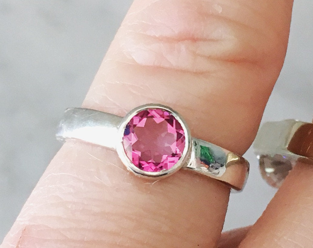 Ring Silver Ring - Pink Topaz Statement Ring - October Birthstone - Pink Gemstone Ring - Recycled Sterling Silver Ring