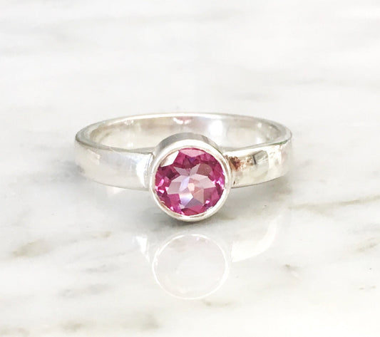 Ring Silver Ring - Pink Topaz Statement Ring - October Birthstone - Pink Gemstone Ring - Recycled Sterling Silver Ring