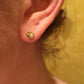 Disc Earrings Diamond Studs Gold Earrings - Diamond Pebble Disc 14K Gold Earrings - Diamond Stud Earrings - White Diamond Earrings