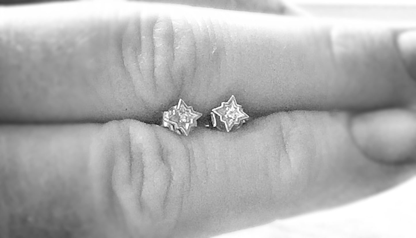 14k Gold Diamond Star Earrings