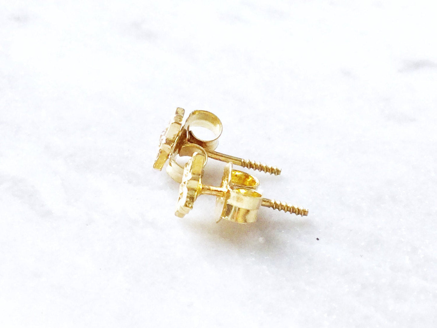 14k Gold Diamond Star Earrings