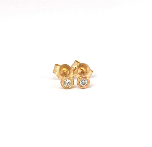 Diamond Stud Earrings Diamond Solitaire Earrings Tiny Diamond Pebble Threaded Stud 14k Gold Earrings Gift for Her