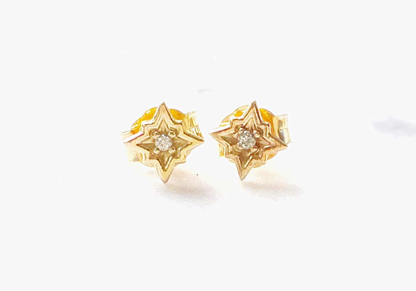 14k Gold Diamond Star Earrings