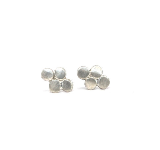 Stud Earrings 925 Sterling or Gold Quatrefoil Studs Made to Order Recycled Silver or Gold 14k White Rose or Yellow Gold