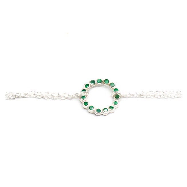 Green Emerald Circle Forever More Infinity Bracelet Pendant Endless Circle Emerald Silver Gold Necklace