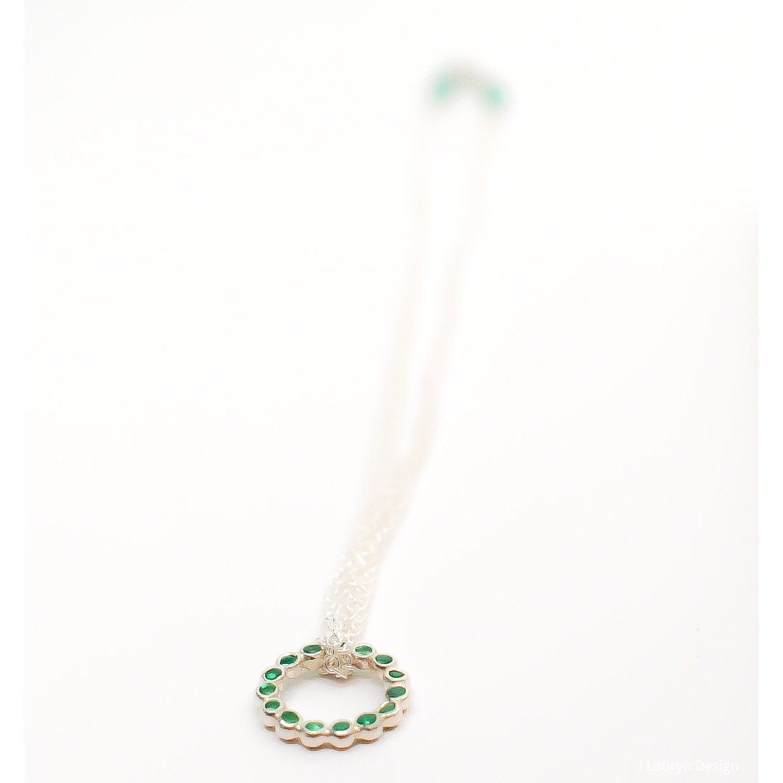 Green Emerald Circle Forever More Infinity Bracelet Pendant Endless Circle Emerald Silver Gold Necklace