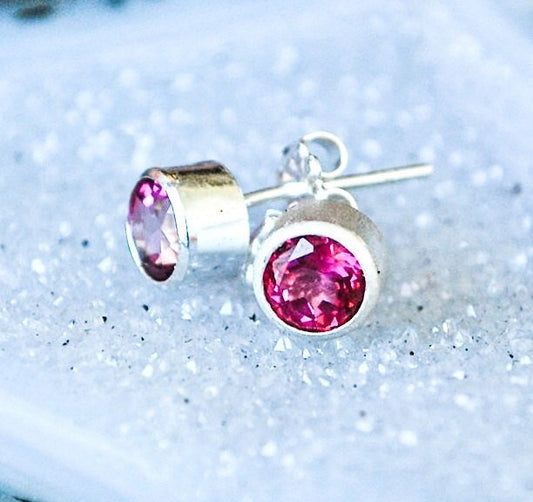 Pink Topaz Silver Earrings - The Madeleine