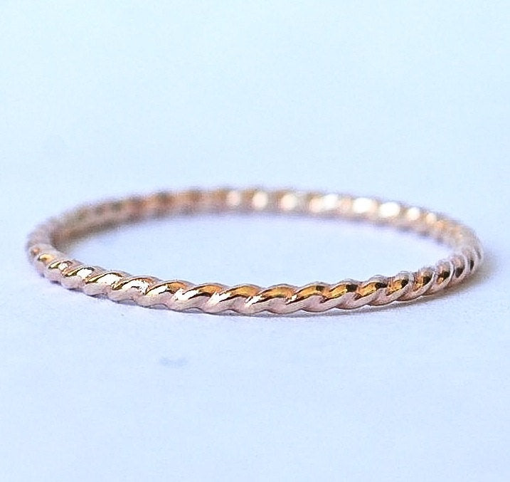 14k solid yellow gold twist band - Recycled Gold