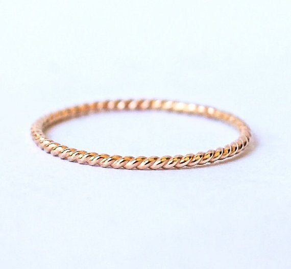 14k solid yellow gold twist band - Recycled Gold