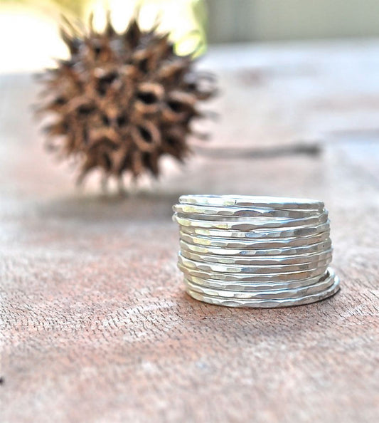 Rings Recycled Argentium Silver Stacking Rings The Skinny Stack Set of 12