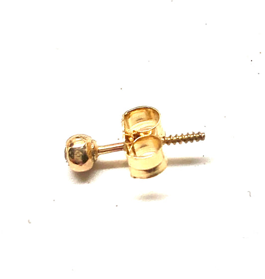 Tiny Diamond Pebble Single Threaded Stud 14k Gold Earrings