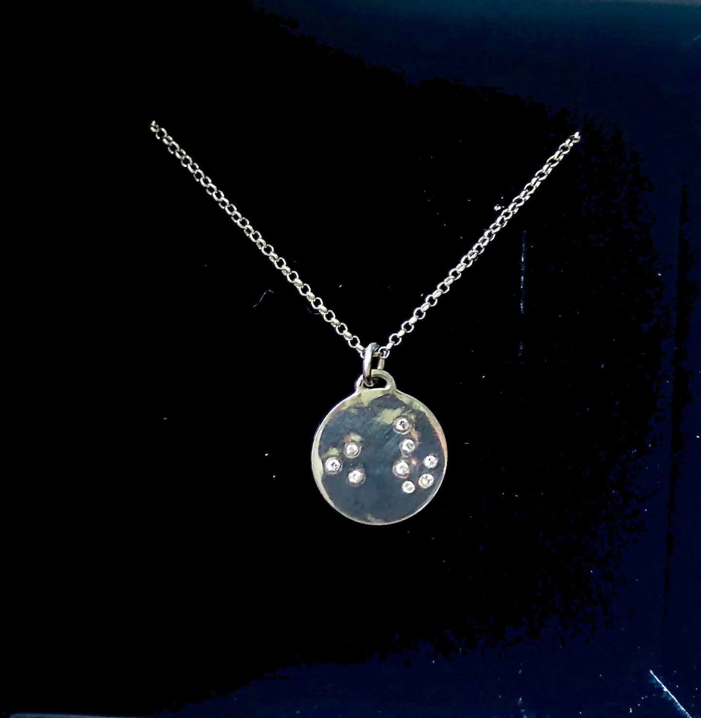 Leo Zodiac Constellation Leo Sterling Silver and Diamond Pendant Necklace