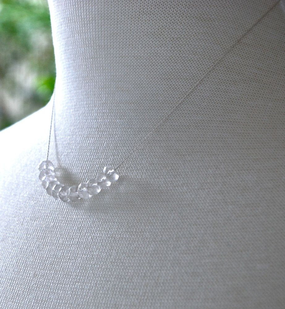 Sarah Jessica Parker Inspired Silver Quartz April Birthstone Necklace