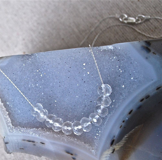 Sarah Jessica Parker Inspired Silver Quartz April Birthstone Necklace