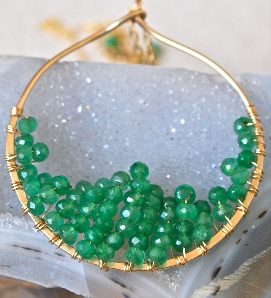 Gold Filled Circle Necklace, Green Onyx Pendant, Silver Circle Necklace, Green Onyx Gold Filled Circle Necklace, Gold Circle Pendant