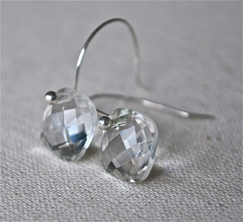 April Birthstone Earring - Gemstone Dangle Drop Earring - Rock Candy Earring - Statement Earring - Rock Quartz Recycled Sterling Earrings