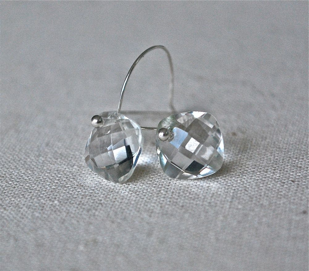 April Birthstone Earring - Gemstone Dangle Drop Earring - Rock Candy Earring - Statement Earring - Rock Quartz Recycled Sterling Earrings