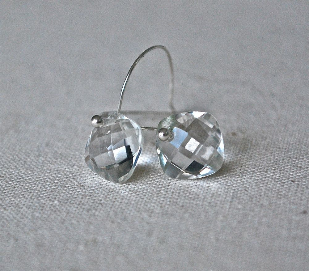 April Birthstone Earring - Gemstone Dangle Drop Earring - Rock Candy Earring - Statement Earring - Rock Quartz Recycled Sterling Earrings