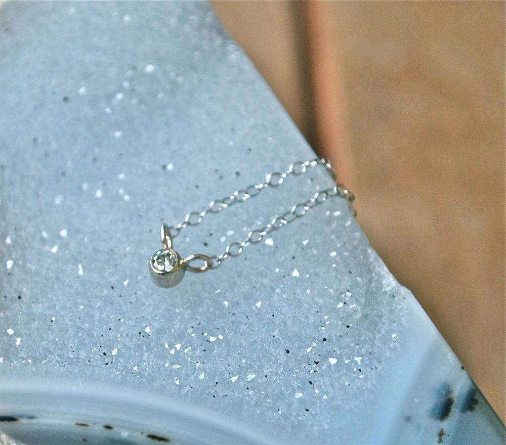 14k White Gold Diamond Necklace Recycled Gold Fair Trade - 14kYellow Gold Necklace - Classic Modern Simple