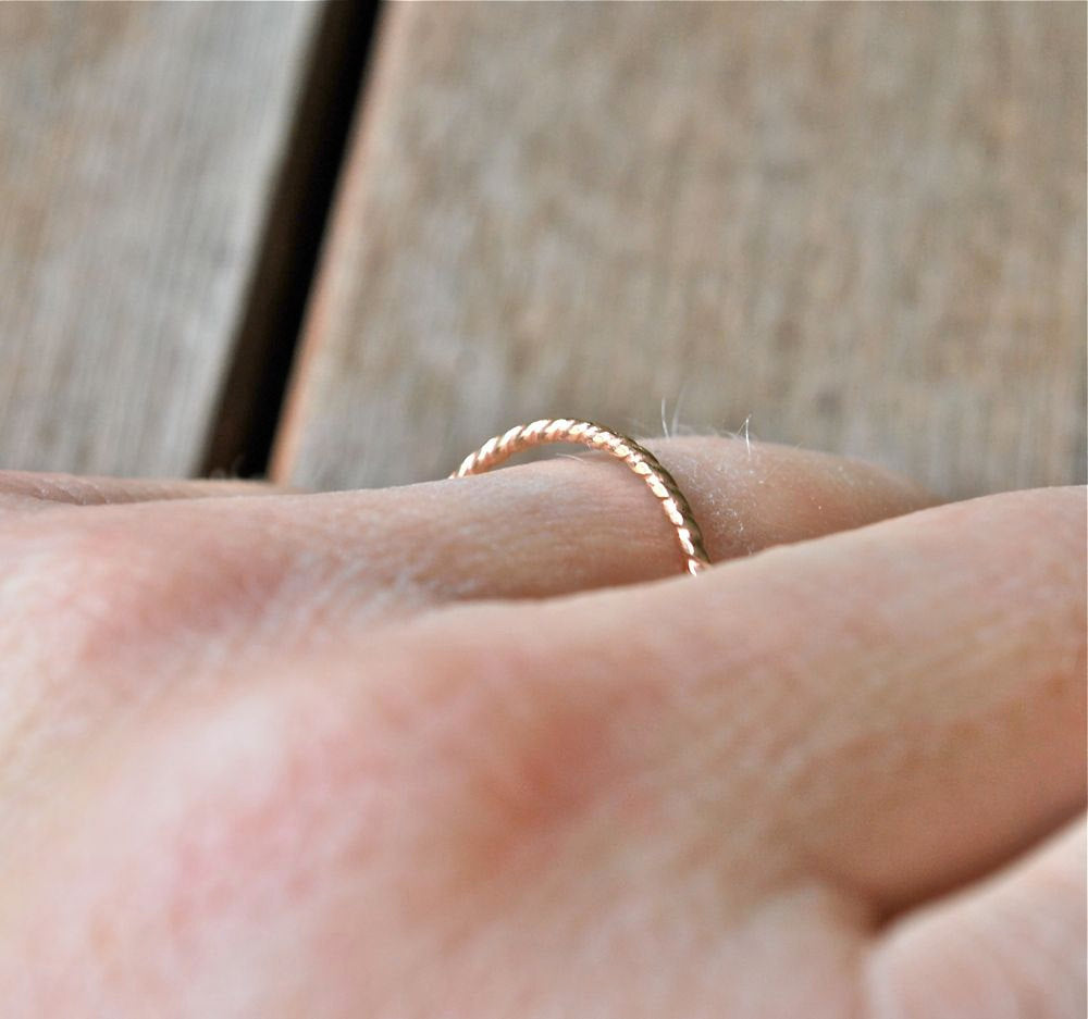14k solid yellow gold twist band - Recycled Gold