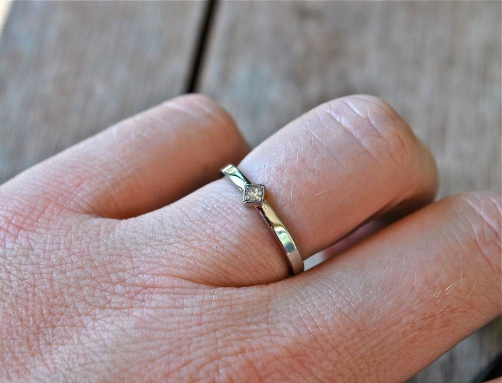 Square Princess Cut Gold Ring - Diamond Ring, 14k White Gold Princess Cut Diamond Ring Engagement Ring - Diamond Promise Ring - Handmade