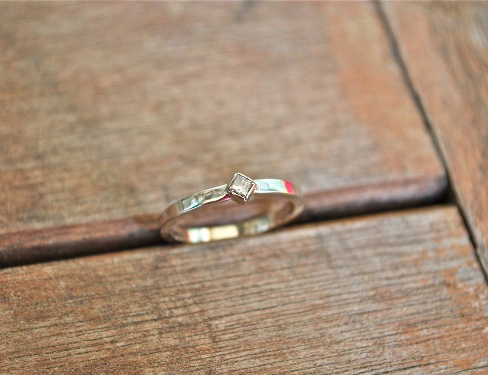 Square Princess Cut Gold Ring - Diamond Ring, 14k White Gold Princess Cut Diamond Ring Engagement Ring - Diamond Promise Ring - Handmade
