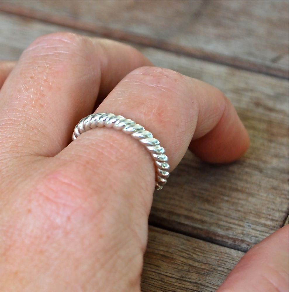 Silver Rope Band, Silver Cable Rope, Twist Braided Stackable Silver Band, Twist Band Ring, Twist Stack Ring, Twist Band Engagement Ring