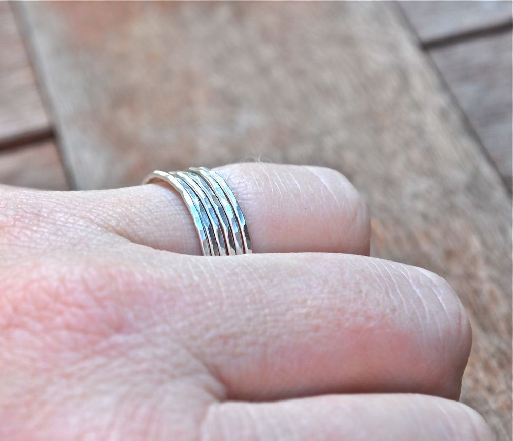 10K Gold Stack Rings for Her Stacking Rings made in Rose, yellow, white gold band - 6 10k Gold Rings - The Skinny Stack - Recycled Gold