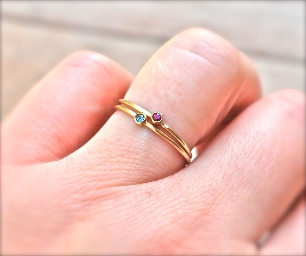 Blue Topaz Ring - 14k Blue Topaz Stacking Ring - Stackable Wedding Ring - December Birthstone Ring - 14kt Rose, White or Yellow Gold Ring