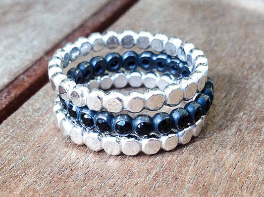 Silver Eternity Band Stack Rings Wedding Rings Eternity Band  Stacking Rings  Birthstone Gemstone Stack Rings - Set of 3 in Recycled Sterling Silver