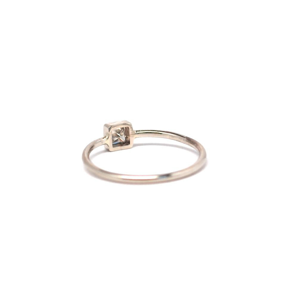 Diamond Princess Cut 0.16 carat Diamond Ring Square Cut White Gold Ring Solid 14k Bezel White Recycled Gold and Princess Cut