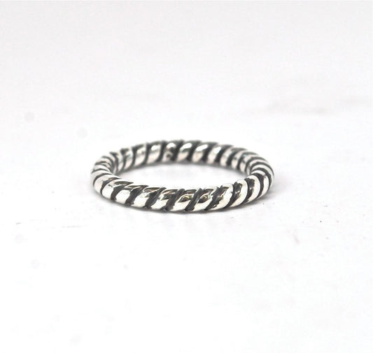 Silver Rope Band, Silver Cable Rope, Twist Braided Stackable Silver Band, Twist Band Ring, Twist Stack Ring, Twist Band Engagement Ring