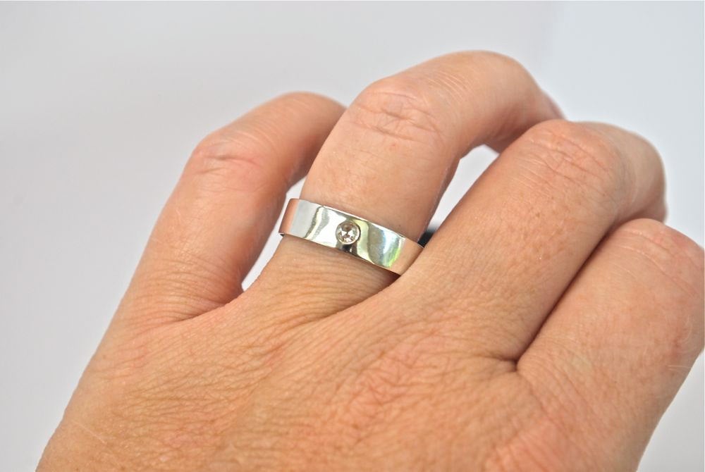 Diamond Ring Band 3mm Rose Cut Diamond Ring - Sterling Silver Men's Wedding Ring - Handmade Wedding Band - Diamond Wedding Band
