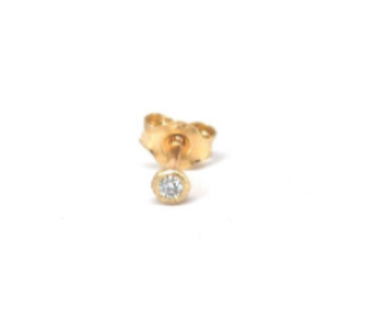 Natural Genuine Diamond Stud Earring Tiny 14k or Silver Cartilage or Earlobe Teeny Diamond Stud Post Earring Single