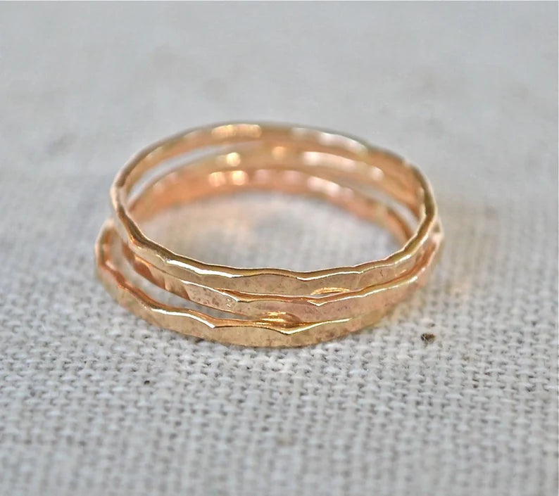 Hammer Forged Faceted Recycled Argentium Silver Stacking Rings The Skinny Stack