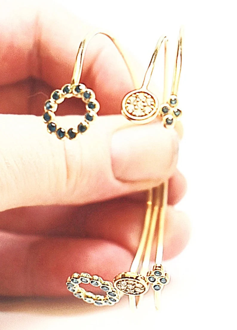 14k Diamond Cluster Setting Layering Cuff Bracelet