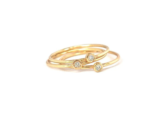 Diamond Pebble Stack Rings in 14k Gold Made to order
