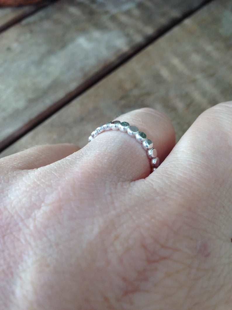 Beaded Bubble Band - Dotted Silver Stack Ring - Stack Ring - Eternity Band Stacking Ring Guard Made of Recycled Sterling Silver