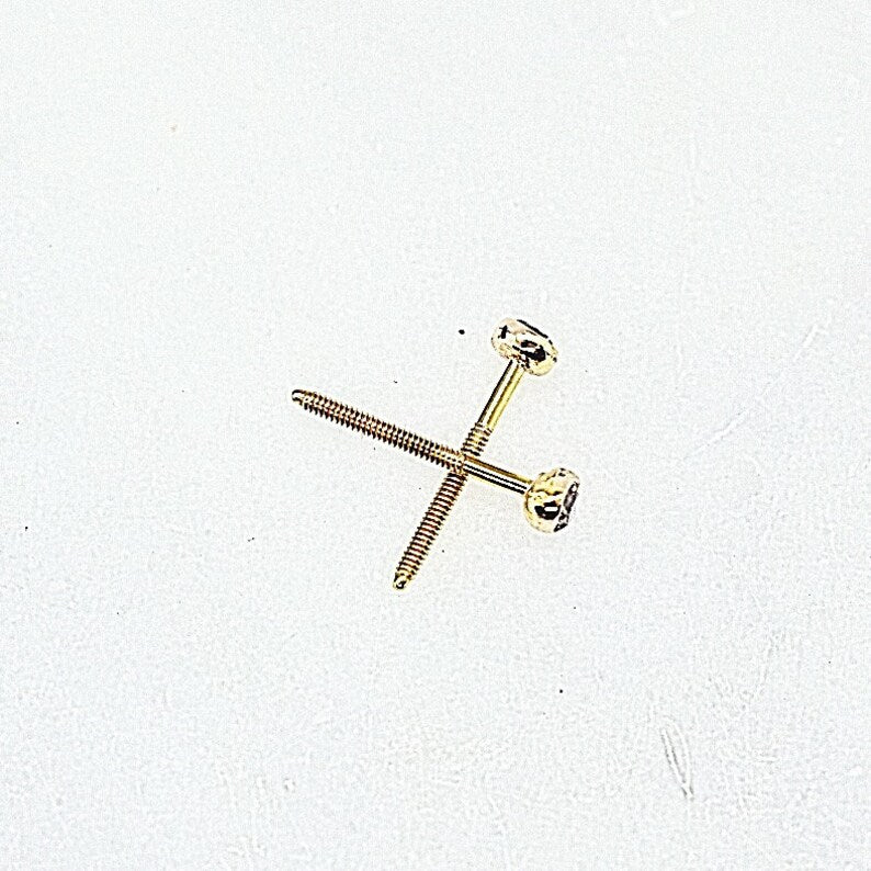 Diamond Stud Earrings Diamond Solitaire Earrings Tiny Diamond Pebble Threaded Stud 14k Gold Earrings Gift for Her