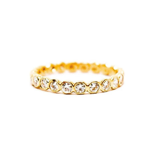 14k Yellow Forever One Moissanite Eternity Stacking Ring April Birthstone Wedding Band Anniversary Band Eco Friendly Diamond Ring