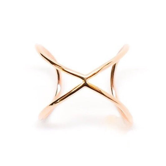 X Ring Gold X Criss Cross Ring Infinity Ring Adjustable Negative Space Ring