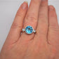 Blue Topaz Swiss Blue Three Stone Diamond Ring 14k White Gold Engagement Ring or Sterling Silver Right Hand Ring