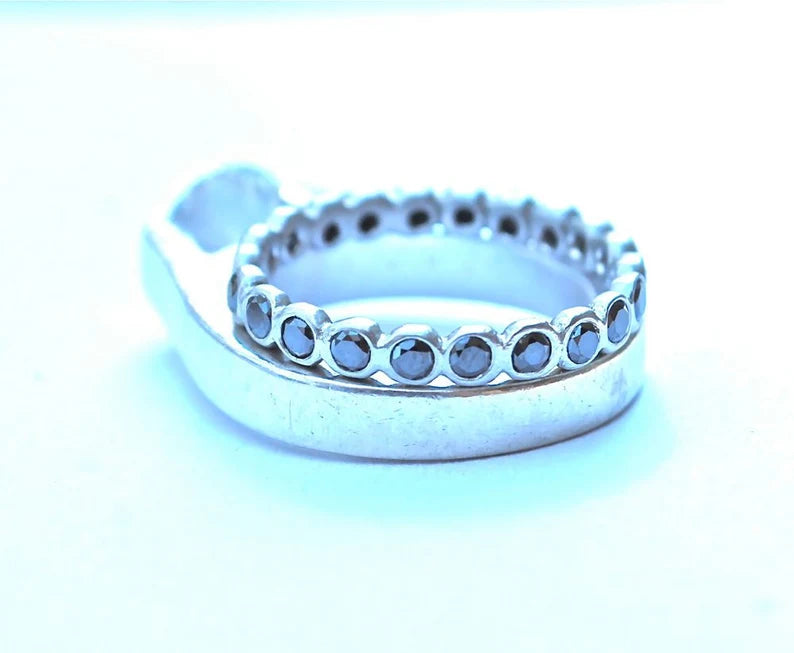 Black Diamond Ring - Diamond Eternity Ring - Wedding Stackable Ring - Diamond Eternity Stacking Ring - 14k - Gold - Platinum - Palladium