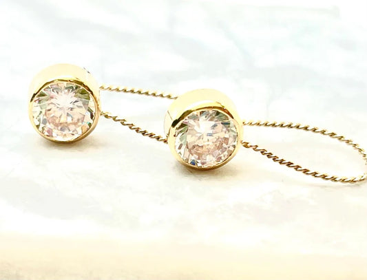 14kt Gold 8mm CZ Earring (Rose and White Gold)