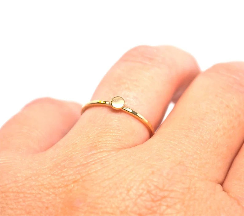 Ring- Gold Stack Ring - Yellow Gold Dot Pebble Stack Ring - Stacking Ring - 14k rose white yellow gold - Handmade to Order - Stackable 14k