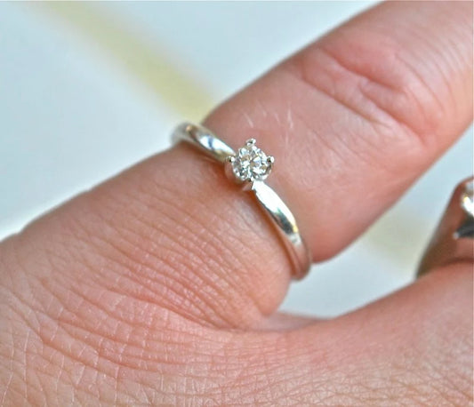 Diamond Ring - Classic Tall Prong Setting Ring - moissanite wedding engagement ring - promise ring - sterling silver - gold wedding ring