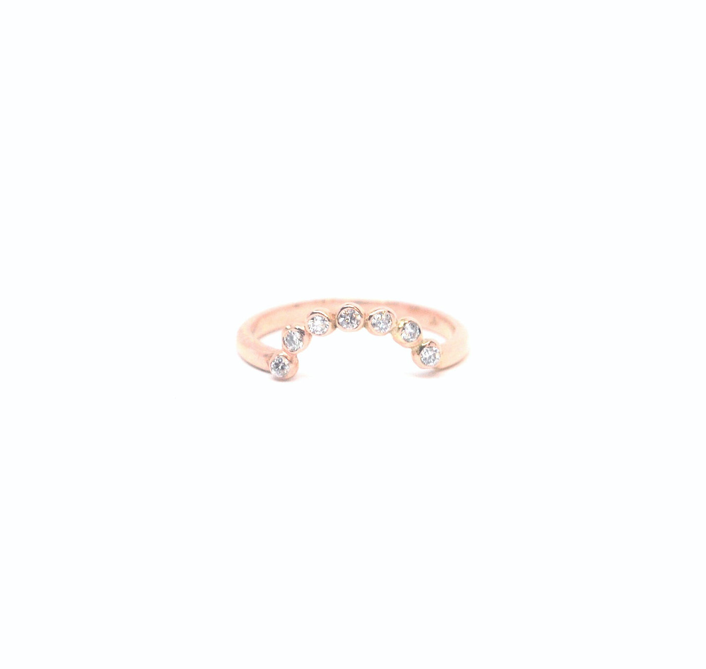 Diamond or Moissanite Halo Guard Ring Half Circle Ring Enhancer Ring Guard 14k Solid Gold