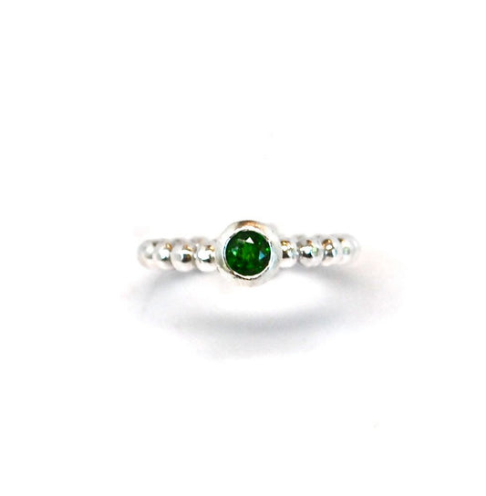 Emerald Green Chrome Diopside Recycled Sterling Silver Ring - Children's Charities - May Birthstone - Canine's For Kids